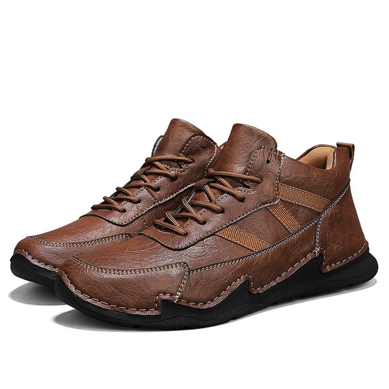 

Осінньо-зимове чоловіче взуття з натуральної шкіри, водонепроникні чоловічі черевики для вулиці, зручні чоловічі черевики для ходьби та пішого туризму 45 коричневий