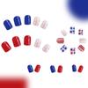Unghia Autoadesiva Quadrata per il 4 Luglio French Tip Unghia Finta Unghia Falsa per l'Indipendenza con Bandiera Americana Stella Unghia da Incollare