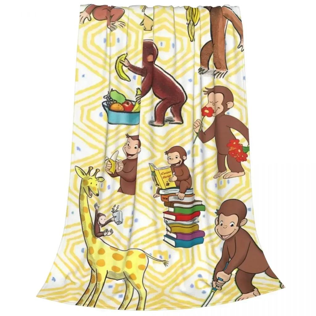 Curious George Spooky Fun Fuzzy Blanket Cartoon Monkey Funny Throw Blankets for Home 200x150cm