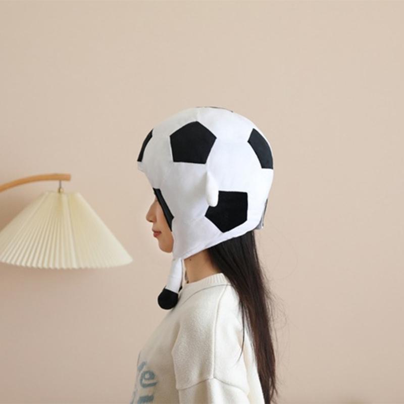 3D Plush Soccer Ball Heagear Hat for Cosplay and Halloween Party Dressingup Photo Props Football Soccer Game Headpiece