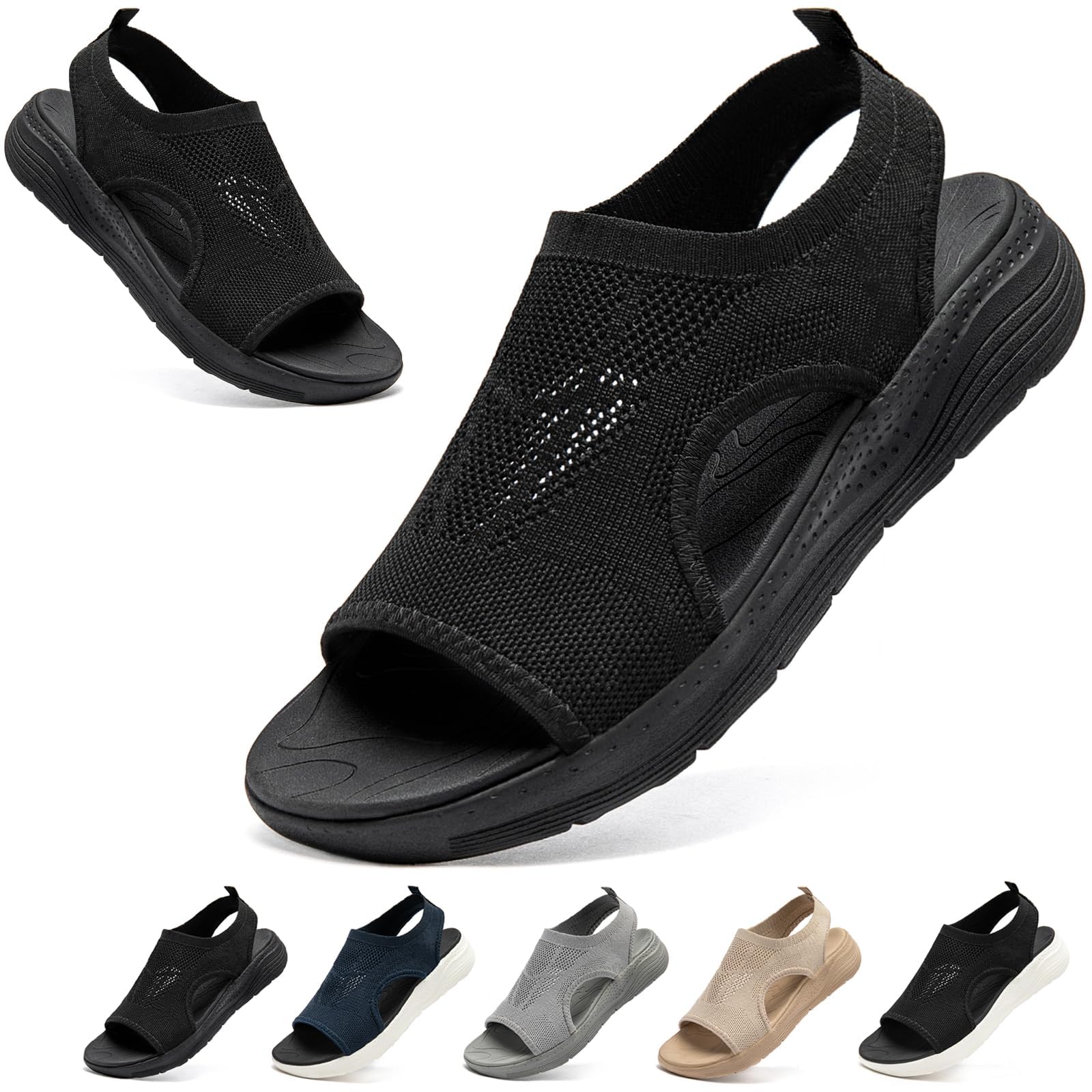 

MERPHINE Knit Mesh Sports Sandals with Thick and Stylish for Summer and Office Wear Women s Soles, Breathable, Lightweight,