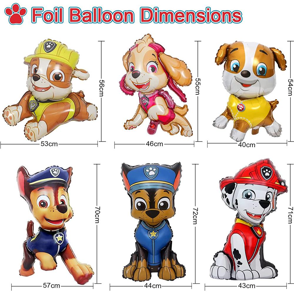 6Pcs Colorful Paw Patrol Balloons Dog Patrol Theme Balloons Party Decorations