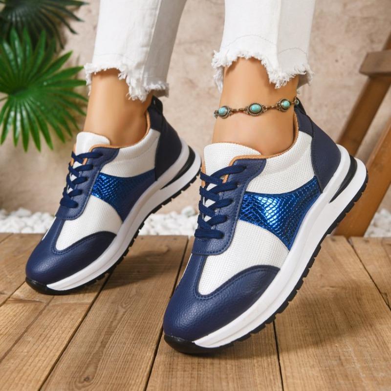 2026 New Women s Sneakers Outdoor Fashion Casual Shoes Plus Size Women s Shoes Color Blocked Platform Shoes 36 синий