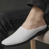 High Quality Half Shoes For Men Casual Hollow Breathable Summer Slippers Genuine Leather Mens Shoes Slip-On Flip Flops Loafers