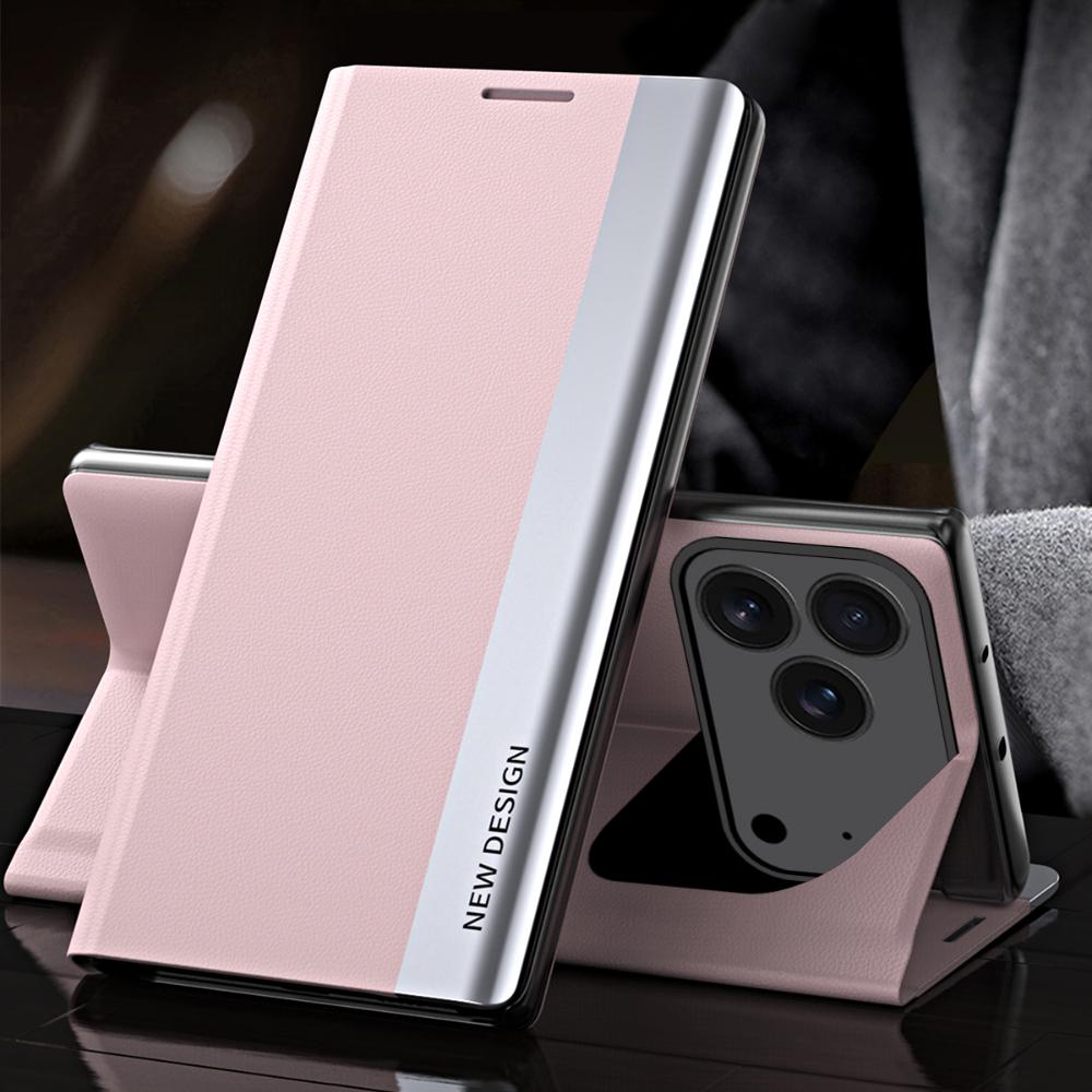 

Роскошный кожаный чехол-книжка с гальваническим покрытием для iPhone 17Air 16 15 14 11 13 12 Pro Max Mini 16 15 14 Plus XS Max XR X Чехол-книжка со стендом Capa iPhone 17 Pro Max розовый