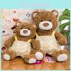 Bear Teddy Plush Doll Wearing Overalls For Decoration And Embroidery Letter
