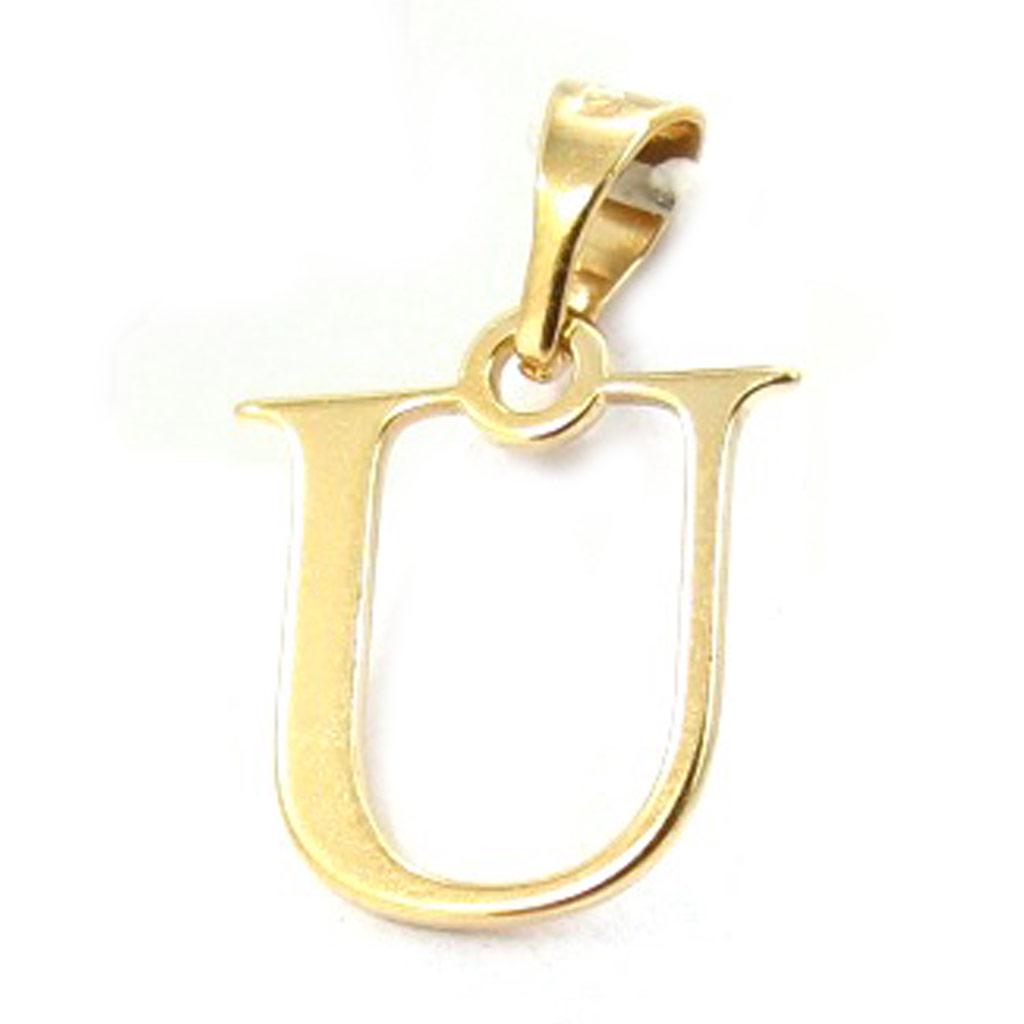 Les Trésors De Lily [K3671] - Gold Plated 'Letter U' Pendant