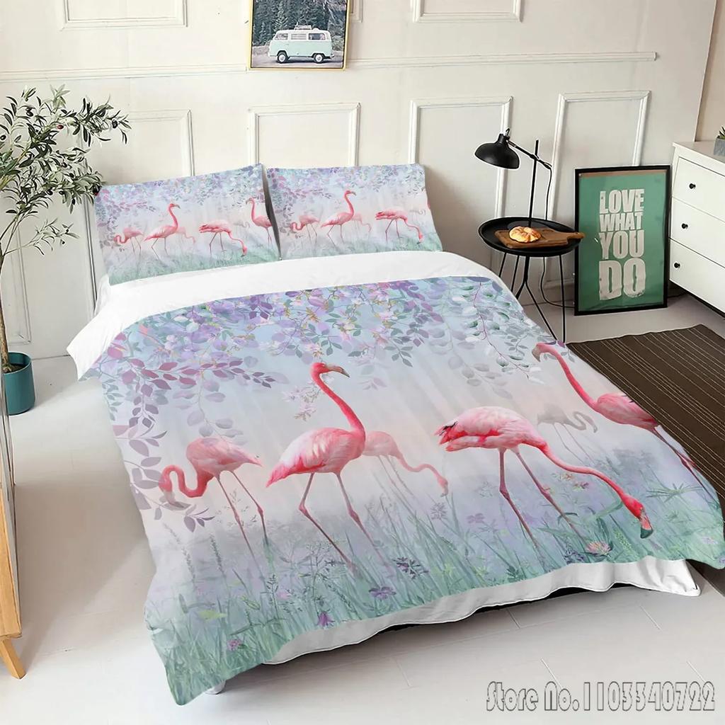Comforter Flamingo Cartoon Love Child Hd Comforter Bedclothes For Kids Bedding Sets Bedroom Decor