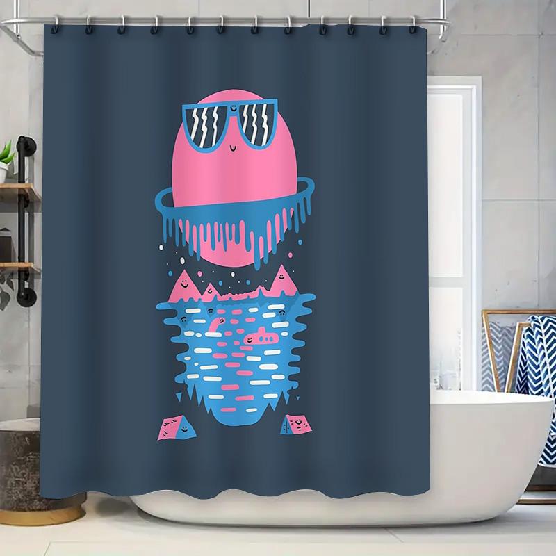 

Cute Octopus Shower Curtain Ocean Sea Life Bathroom Decor Waterproof Fabric Liner Set Vintage Coastal Themed Home Decor W60H190(CM)-1 Pcs