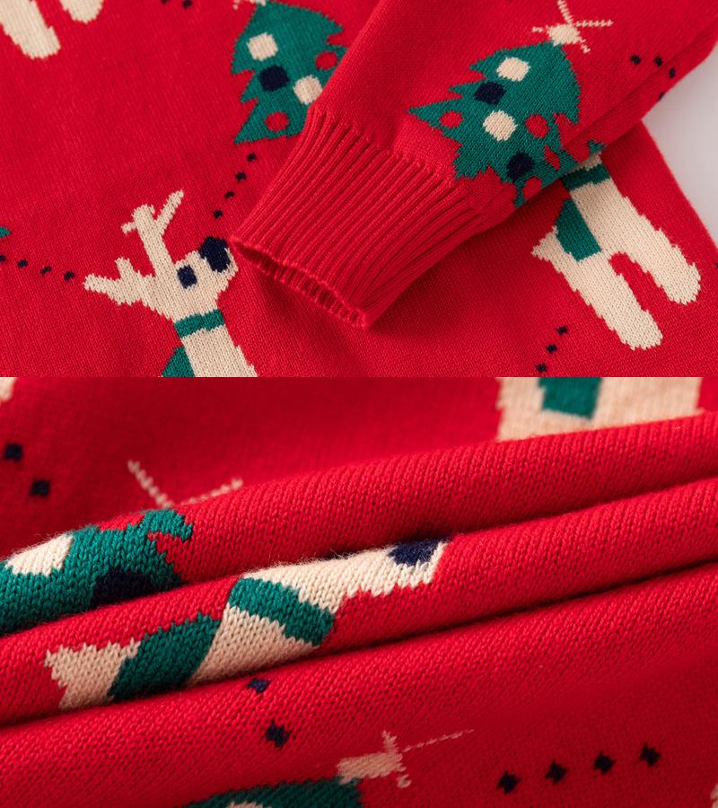 Winter Kid Sweater Long Sleeve Top Print Deer Christmas Tree Pullover Knitwear 2-6Y Baby Boy Girl Sweater Children Party Clothes