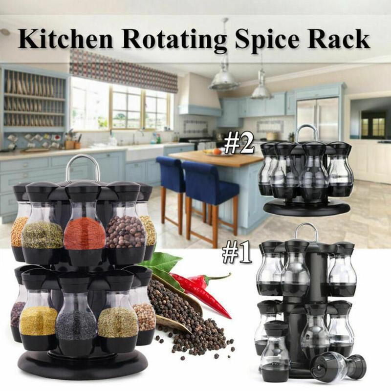 Buy 360 Rotating Spice Jar Rack Kitchen Cruet Condiment Bottle Coffee ...