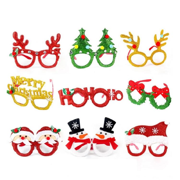 

Christmas Party Eyewear Novelty Glasses Frames Set With Christmas Hat Slap Bracelets Christmas Headband for Kid Adult