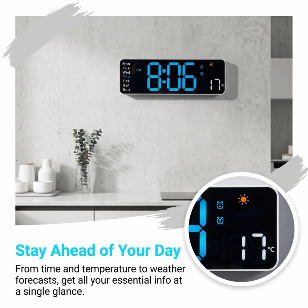 Timer Alarm Clock Temperature Humidity  Display LED Clock Digital Wall Clock  Home Decoration