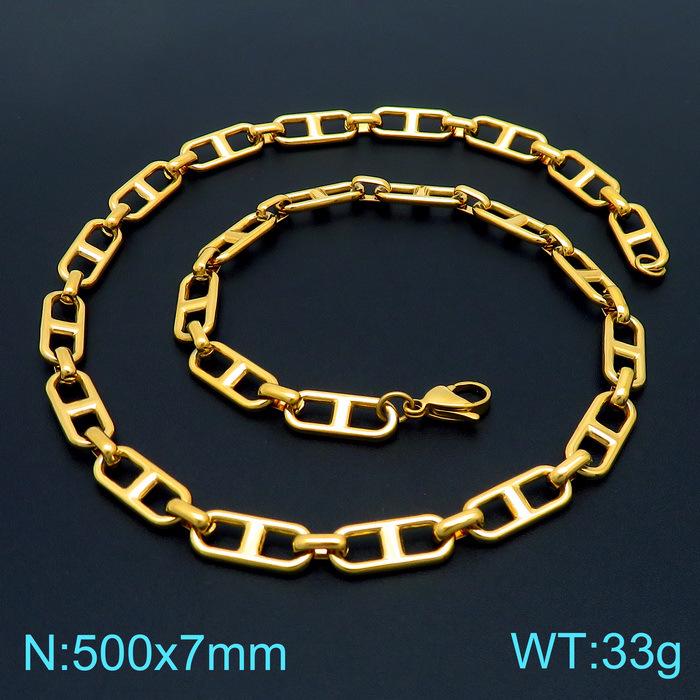 Trendy Stainless Steel Figaro Chain Bracelet & Necklace Set - Simple, Versatile Jewelry Accessory