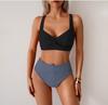 Women’s Solid Color Bathing Suit Two Piece Bikini Swimsuit, Sexy High-Waist Backless Swimwear Set