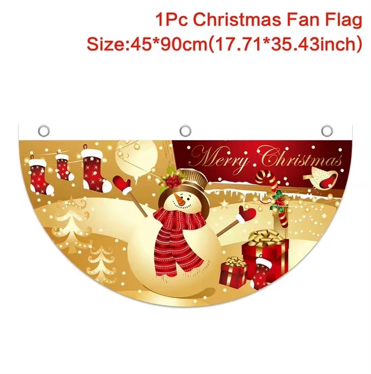 Christmas Fan-shaped Flag Banner Christmas Decor for Home 2026 Christmas Ornament Xmas Navidad Natal Noel Gifts New Year 2026