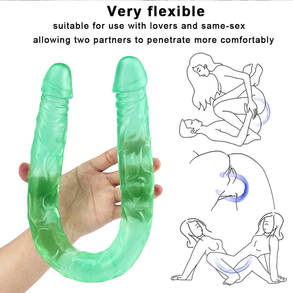 Dildo dublu RUNYU Dildo realiste Penis Lesbian Plug anal vaginal Penis fals flexibil pentru femei Dildo Jucării sexuale
