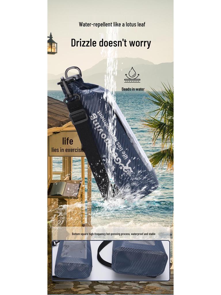 Trekking Waterproof Transparent Barrel Bag - Carbon Fiber Square Beach & Rafting Phone Storage