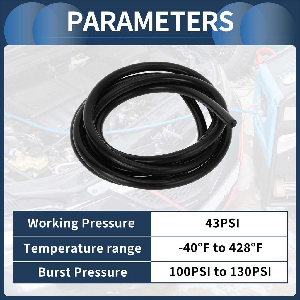 INFINAUTO 6.6FT 1/16" 2mm ID 2.5mm Thick Car Vacuum Line Silicone Black High Temperature Engine Silicone Vacuum Tube Hose