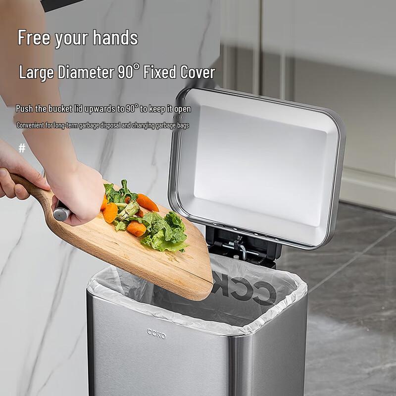 CCKO 30L Stainless Steel Foot Pedal Trash Can