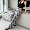Ice silk wide-leg pants women's summer thin new Chinese ink cool pants high-waisted casual pants trousers women's clothing
