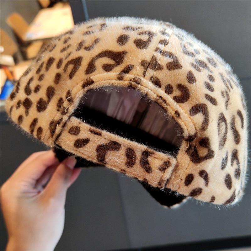 Imitation Mink Leopard Print Cap Children's Autumn and Winter Thickened Fashion Versatile Warm Trend Baseball Cap