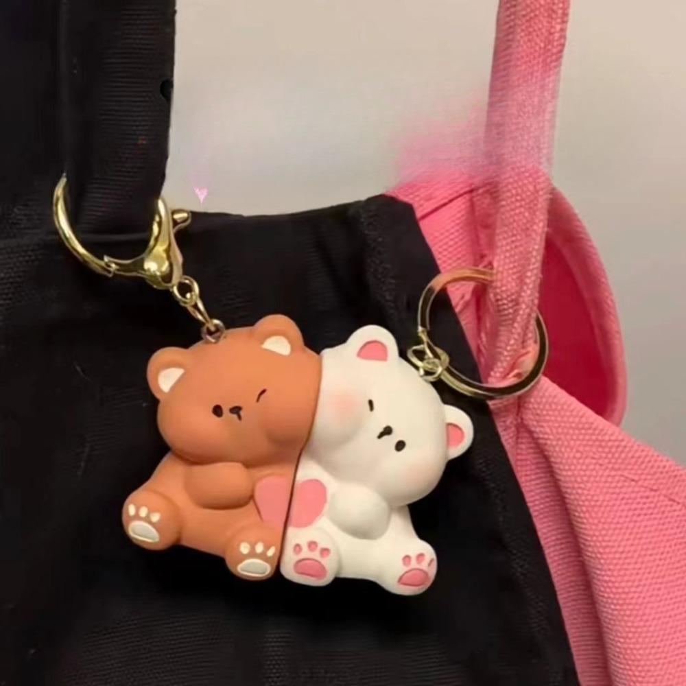 Porte-clés magnétique pour couple avec motif chiot ne quittera jamais, mignon et joli pour sac d'école, bijoux, cadeau pendentif