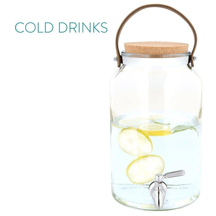 Distributeur de boissons - navaris - 51377.01 - verre thermo-résistant - 5,6 litres - couvercle en liège