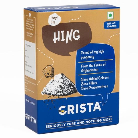 CRISTA Compounded Hing Powder | Bandhani Hing | Asafoetida | Extra Strong Tadka | Zero Added Colours | Antioxidants Rich | 100 Gms
