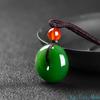 Natural Green Jade Safety Buckle Pendant Necklace Hand-Carved Charm Jadeite Jewelry Fashion Amulet Gifts for Men Women jewellery