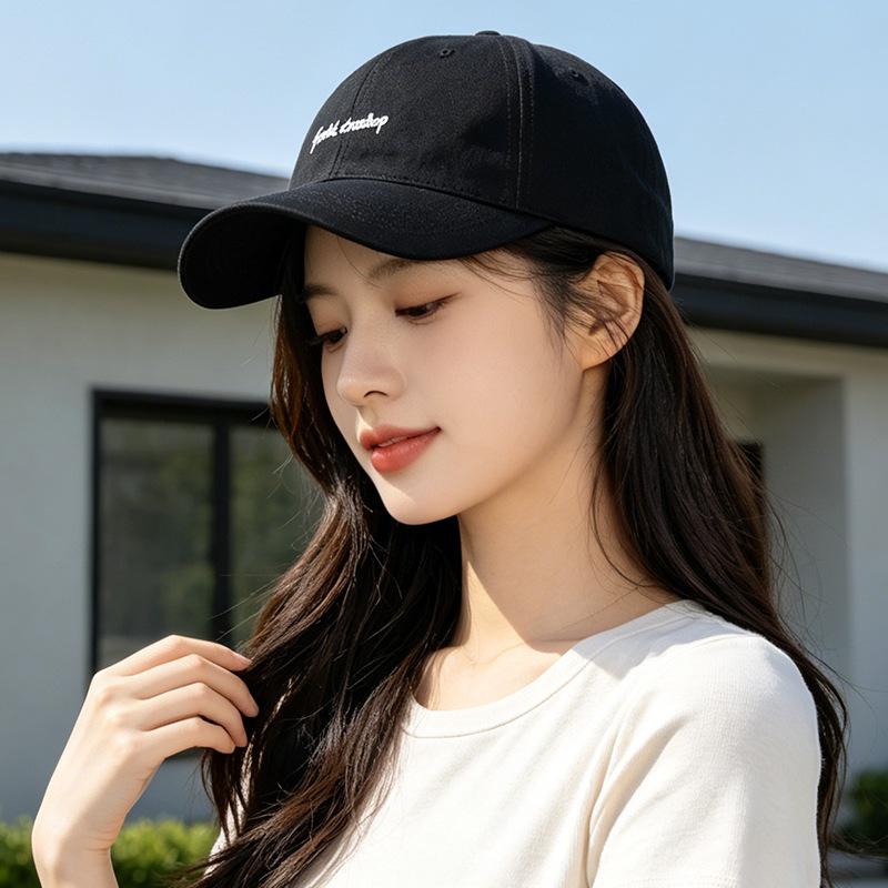Fashion Hat Female Korean Version Versatile Big Head Circumference Show Face Small Sunscreen Peaked Cap Soft Top Embroidery Casual Shade Baseball Cap