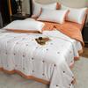Ensemble de couette d'été en soie brodée King Queen Luxe Soie Lavée Literie Couette Décoration Intérieure Doux Léger