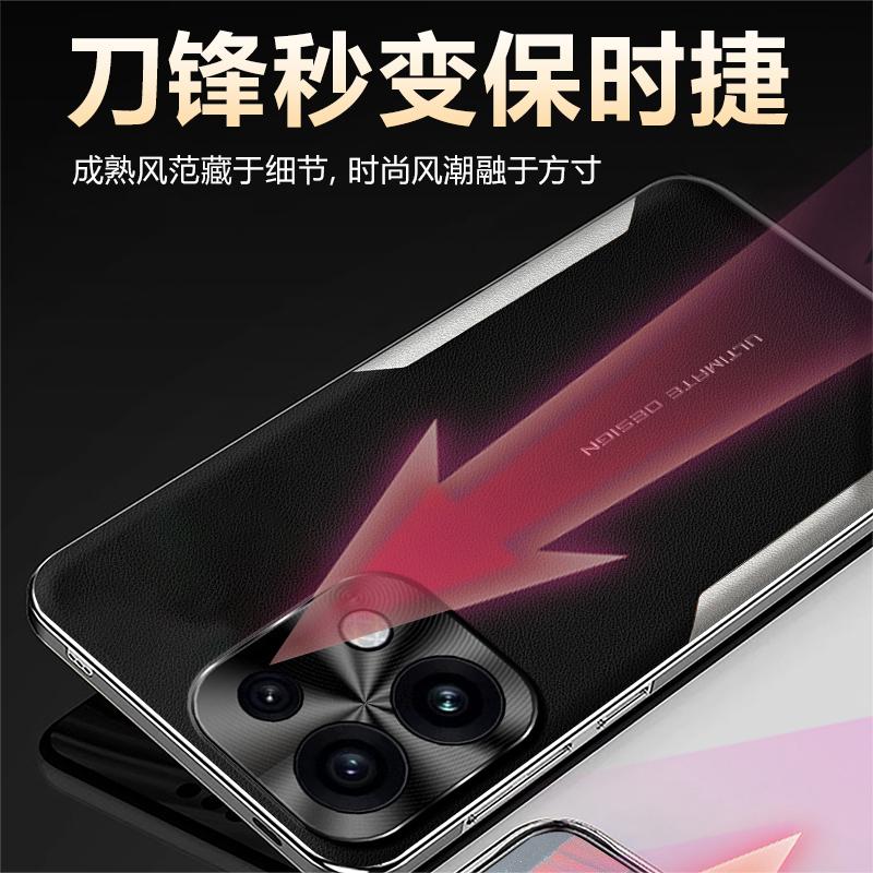 For Oppo Reno16 /Oppo Reno16 Pro Leather Case Anti-Fingerprint Wear-Resistant Impact-Resistant Lens Coverage Plated Soft Cover