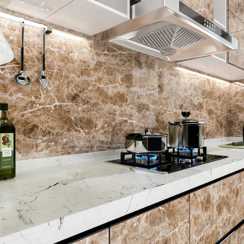 VEELIKE Marble Wallpaper Sheet, Brown, 40cm x 9m, Peelable, Easy to Apply, Self-Adhesive, Waterproof, Heat-Resistant, Stain-Resistant, Oil-Resistant,