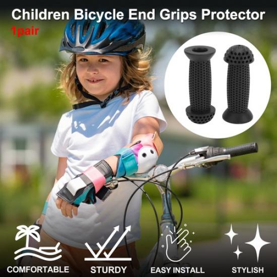 Child Bike Handlebar Grip Cover 100mm Soft MTB End Grips Protector Black 1 Pair
