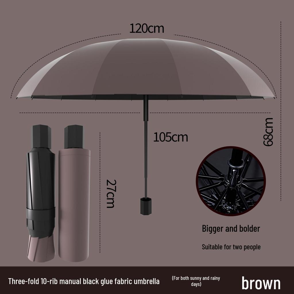 Dual-Use Anti-UV Large Folding Umbrella for Rain and Shine