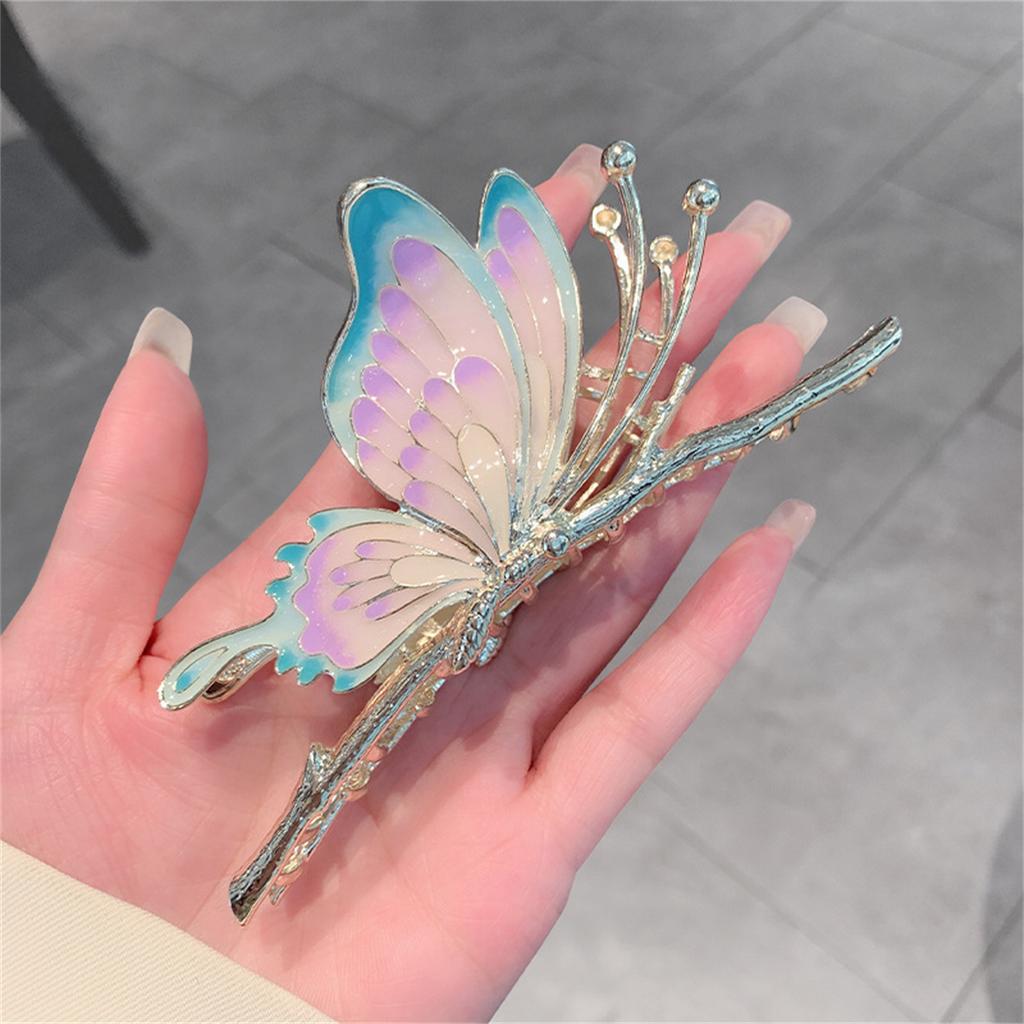 Women Vintage Painted Butterfly Hair Claws Luxury Hair Clips Barrette Headwear Shark Hair Clip