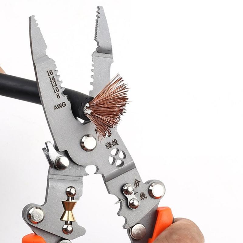 12 in 1 Foldable Wire Stripping Pliers Crimper Cable Cutter Crimping Pliers Terminal Wire Stripping Shearing Cutting