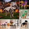 Costume Scheletro Dinosauro Tridimensionale per Animali Domestici, Abbigliamento 3D Luminescente al Buio, Cappello Morbido Peluche di Dinosauro per Cani Gatti di Halloween, Cosplay Festività