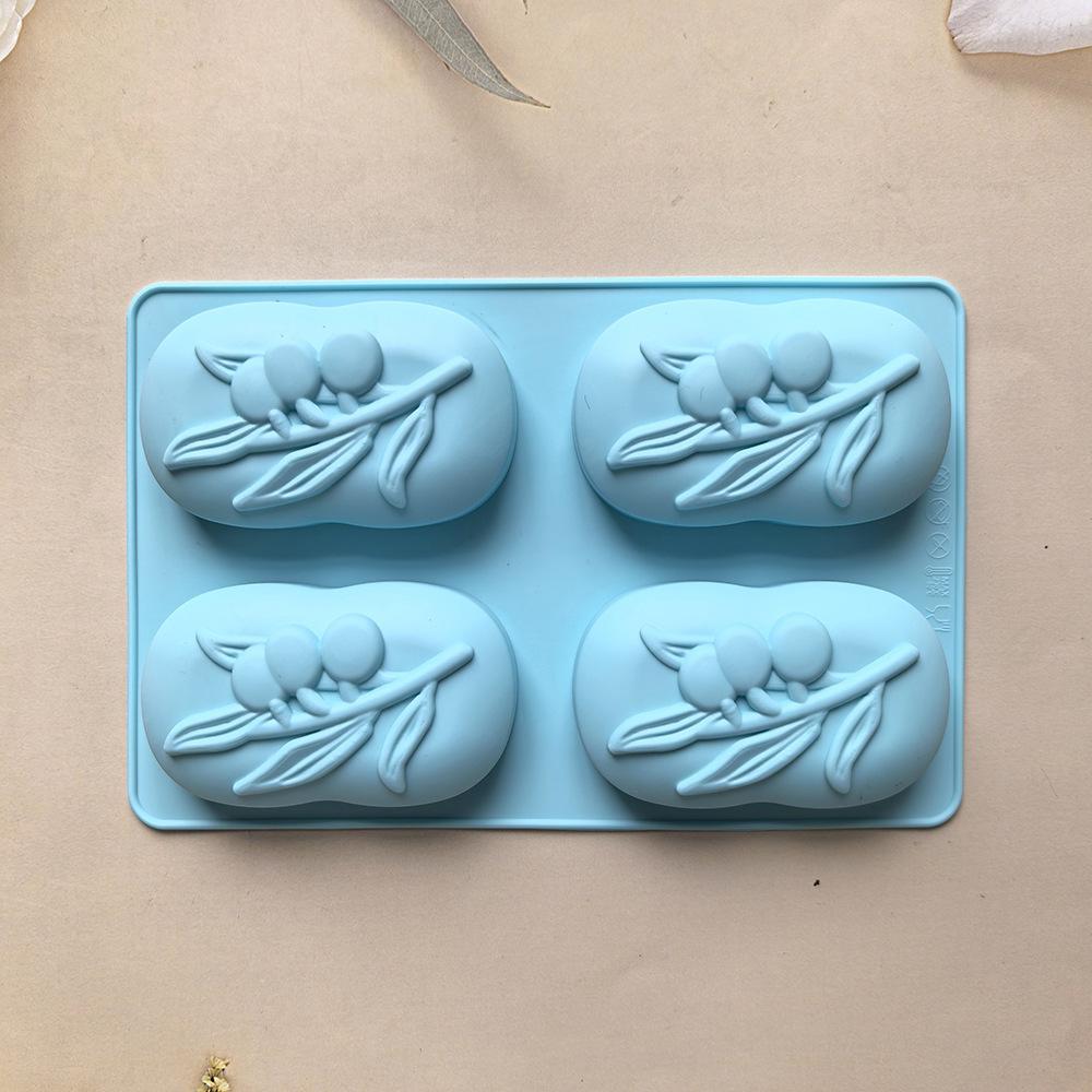 4 Cavities Oval Olive Tree Silicone Soap Mold DIY Soap Making Kits Handmade Cake Candle Mold Gifts Craft Supplies Home Decor