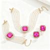 Elegantes Glitzerndes Fransen-Halsketten-, Ohrring-, Armband-, Ring-Set, Modisches Braut-Schmuckset