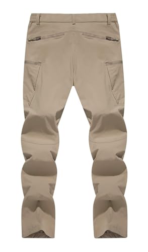 TACVASEN Men's Lightweight Cargo Pants for Spring and Summer, Chino Pants, Solid Color, Water-Repellent, Fishing, Workwear, Trekking, Khaki, Size 3XL
