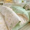100 pure cotton four-piece set, new cotton quilt cover, bed sheet, bed hat, student dormitory single bed three-piece set 1