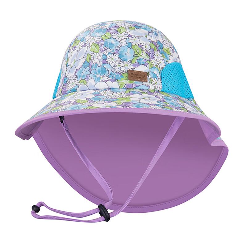 Baby Summer Purple Floral Sun Hat with Neck Flap M