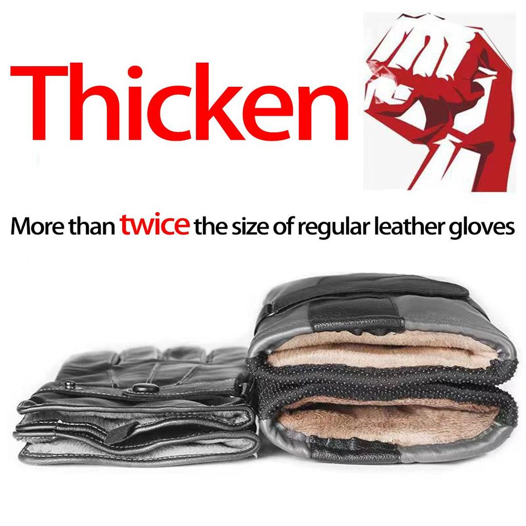 Zimní kožené rukavice pro muže a ženy – teplé, zesílené, jezdecké rukavice pro motocykly a elektromobily se sametovou podšívkou