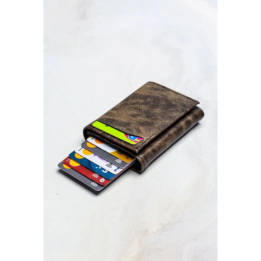 Kunstleder-Herrenmechanismus, veganes Leder-Kartenhalter-Portemonnaie-Portfolio, Lila