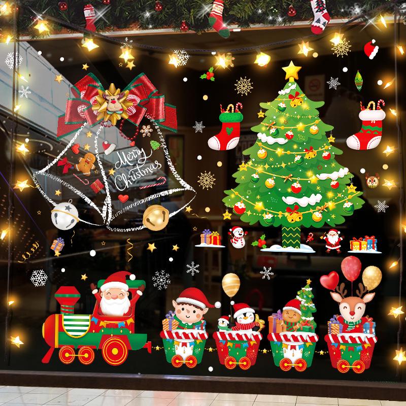 Santa Claus and Tree Window Cling Decorations for Christmas