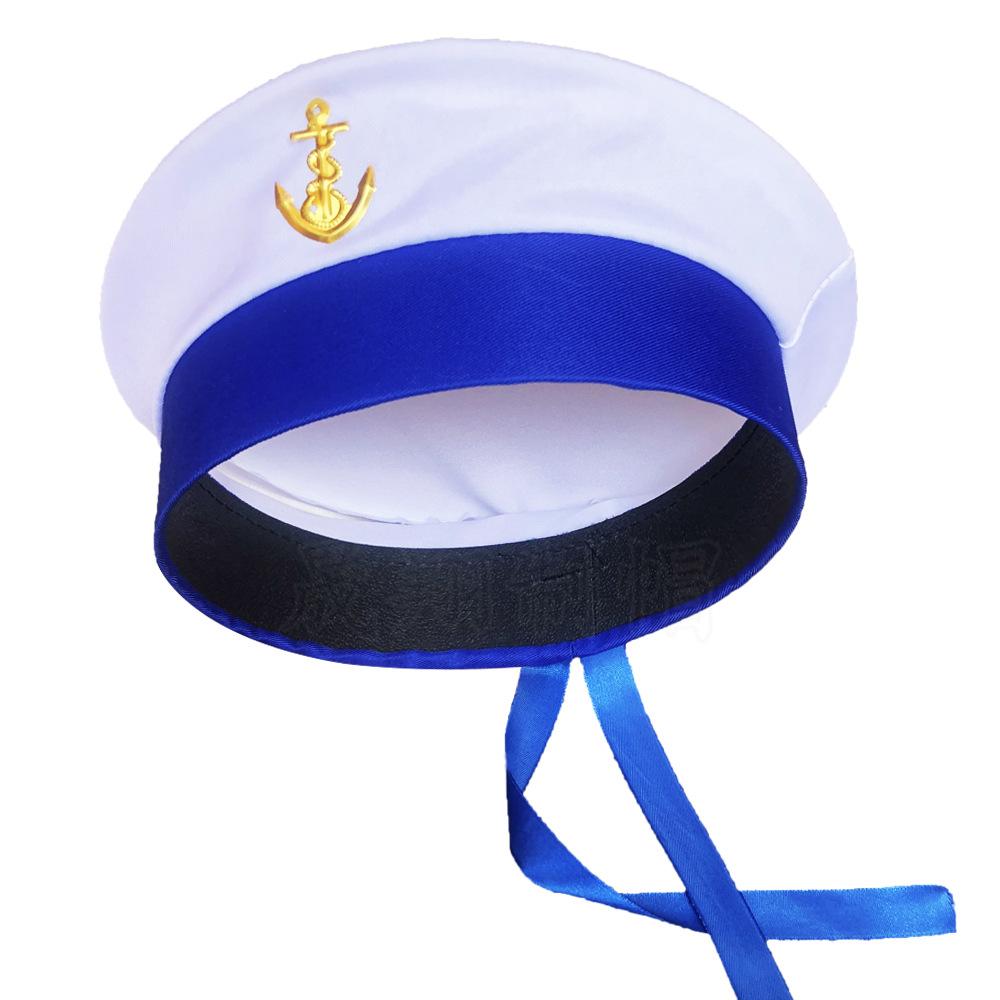 

Streamer Hat Unisex Marine Hat Naval Hat Brimmed For Sea Cruise Beach Vacation For Women синій