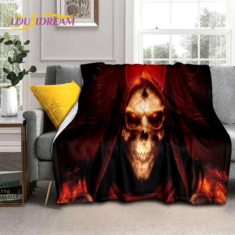 Diablo 3D Retro Game Gamer Zachte Flanellen Deken voor Bedden Slaapkamer Bank Picknick, Plaid Deken voor Afdekking Buiten Vrije Tijd Dutje Cadeau