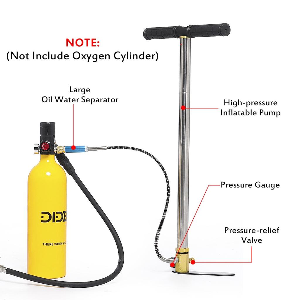 GUOPIN 1L Mini-Tauchflasche Set - Kompakte Sauerstoffausrüstung Mit Handpumpe Für Schnorchel & Tauchen
